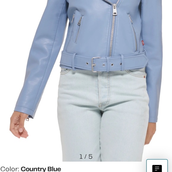 Levi County Blue Moto jacket size large fits size 10 new with out Tags. - Picture 9 of 11